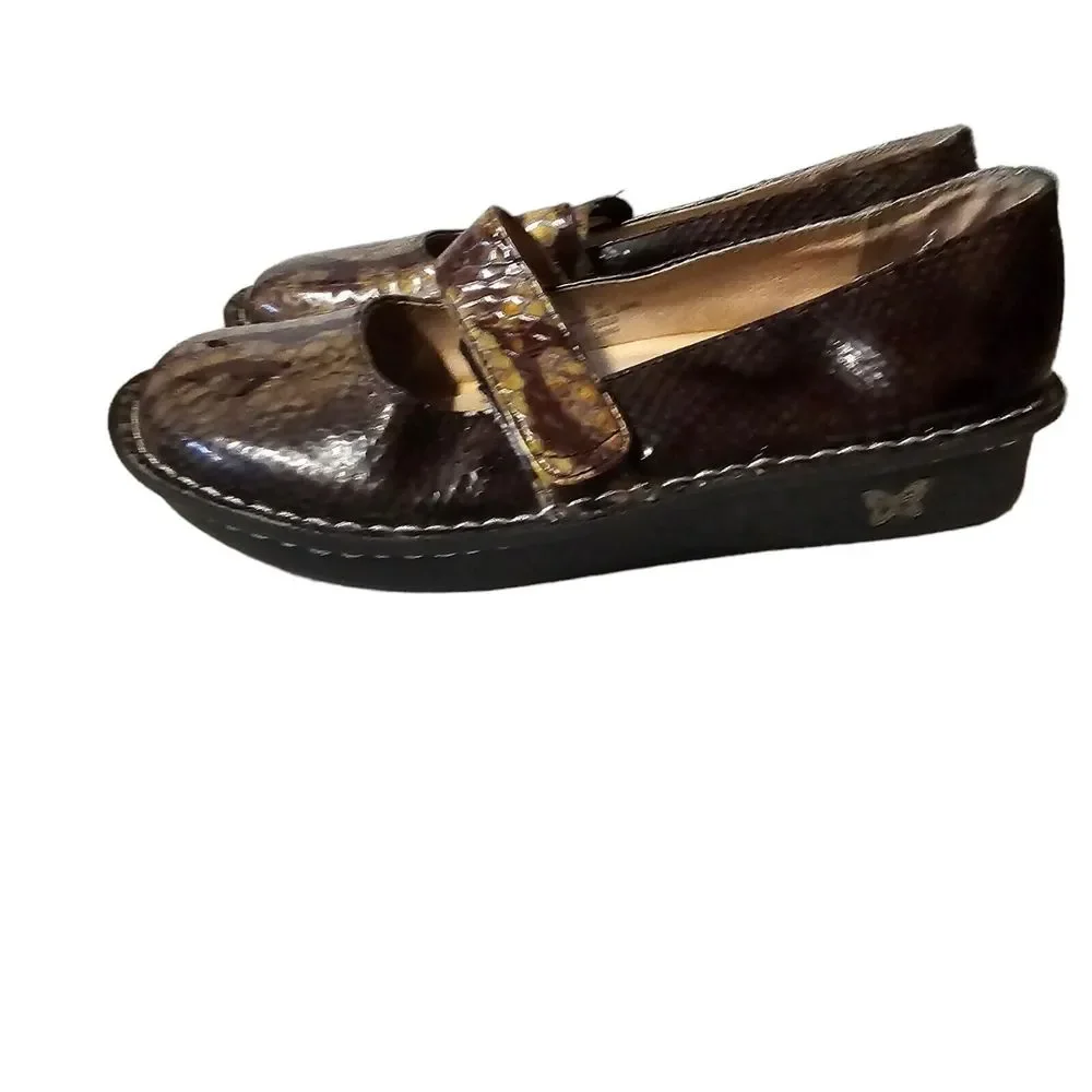Alegria PG Lite Mary Jane‎ Metallic Faux Snake Skin FEL-709 Size 38 US 8-8.5